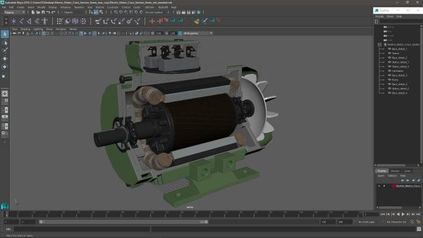 Electric Motor Cross Section Green