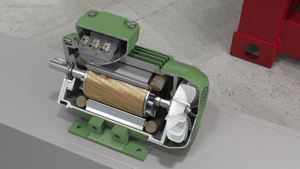 Electric Motor Cross Section Green