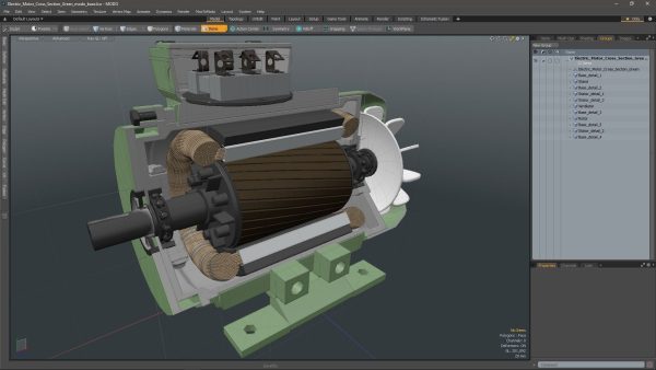 Electric Motor Cross Section Green