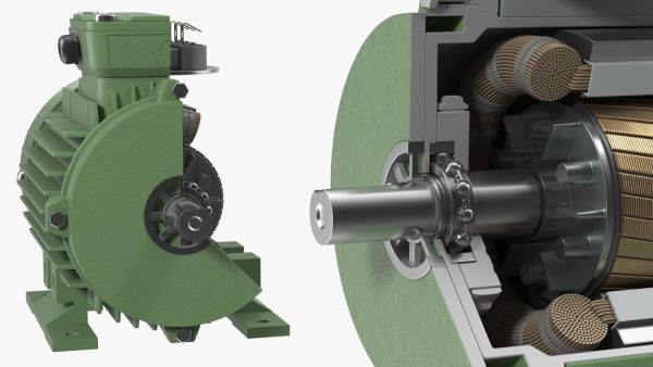 Electric Motor Cross Section Green