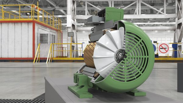 Electric Motor Cross Section Green