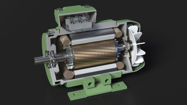 Electric Motor Cross Section Green