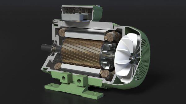 Electric Motor Cross Section Green
