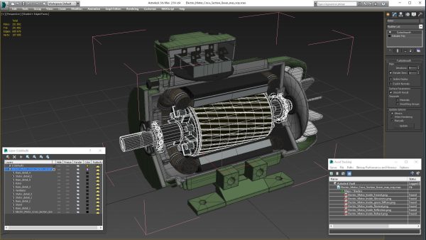 Electric Motor Cross Section Green
