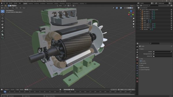 Electric Motor Cross Section Green