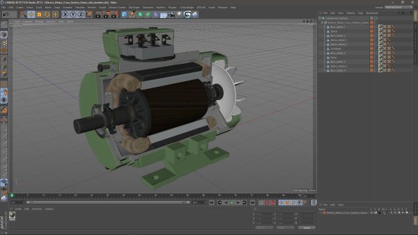 Electric Motor Cross Section Green