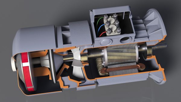 Electric Motor Cutaway Gray