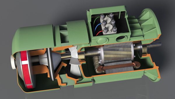 Electric Motor Cutaway Green
