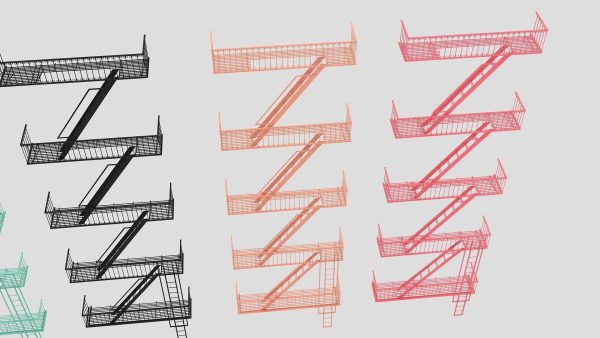 Emergency Fire Escape Stairs 3d model