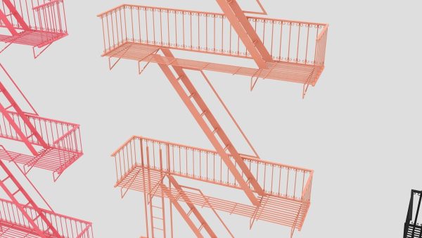 Emergency Fire Escape Stairs 3d model