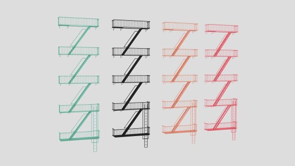 Emergency Fire Escape Stairs 3d model