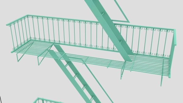 Emergency Fire Escape Stairs 3d model