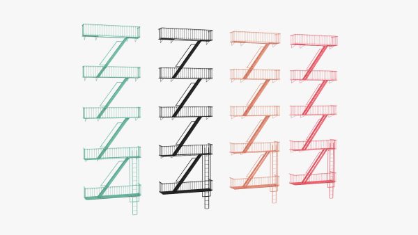 Emergency Fire Escape Stairs 3d model