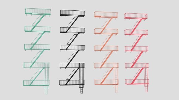 Emergency Fire Escape Stairs 3d model