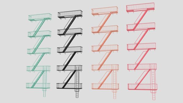 Emergency Fire Escape Stairs 3d model