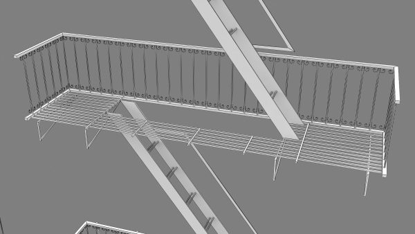 Emergency Fire Escape Stairs 3d model