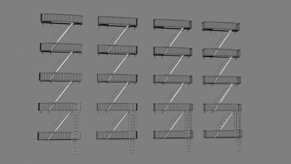 Emergency Fire Escape Stairs 3d model