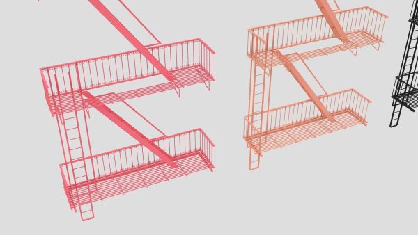 Emergency Fire Escape Stairs 3d model