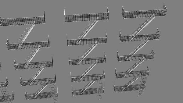 Emergency Fire Escape Stairs 3d model
