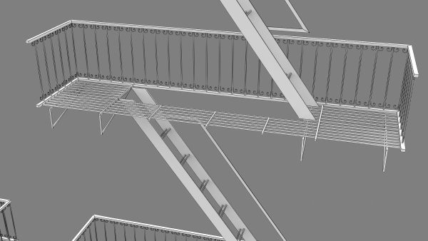 Emergency Fire Escape Stairs 3d model