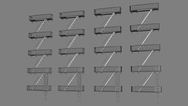Emergency Fire Escape Stairs 3d model