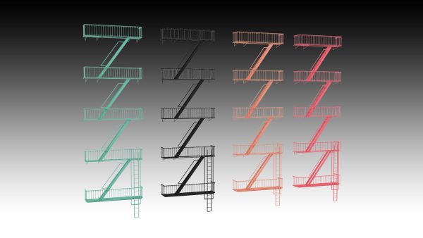 Emergency Fire Escape Stairs 3d model