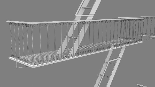 Emergency Fire Escape Stairs 3d model