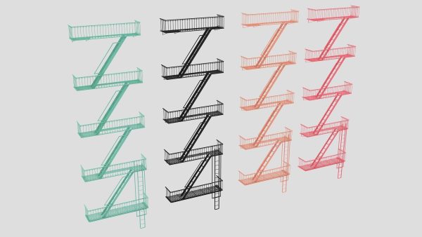 Emergency Fire Escape Stairs 3d model