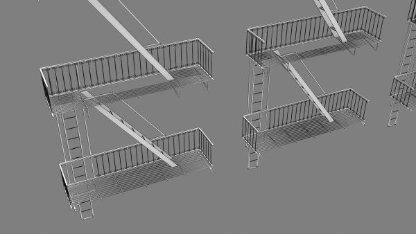 Emergency Fire Escape Stairs 3d model