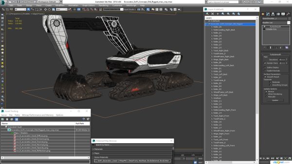 Excavator SciFi Concept Old Rigged