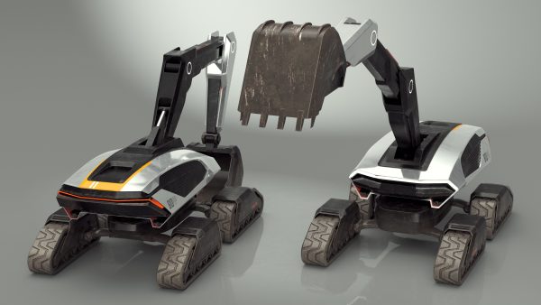 Excavator SciFi Concept Old Rigged