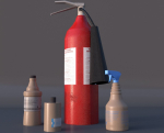 Extinguisher and bottles