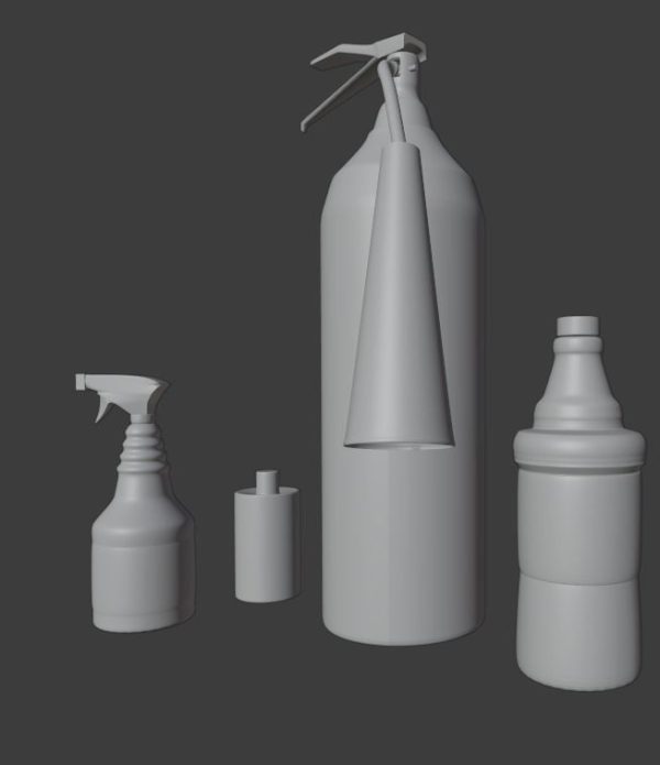 Extinguisher and bottles
