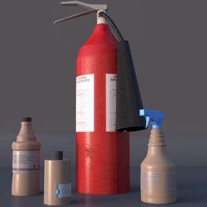 Extinguisher and bottles