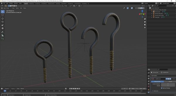 Eye Screw Hooks Set Gold