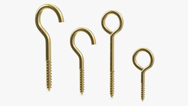 Eye Screw Hooks Set Gold