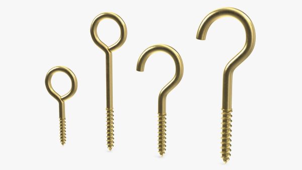 Eye Screw Hooks Set Gold