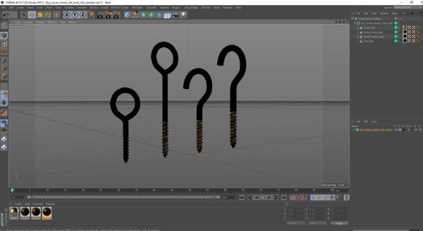 Eye Screw Hooks Set Gold