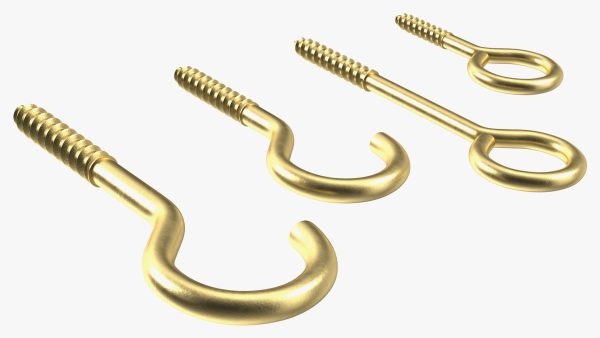 Eye Screw Hooks Set Gold