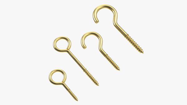 Eye Screw Hooks Set Gold