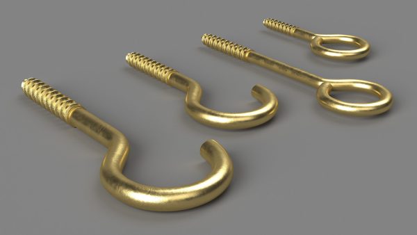 Eye Screw Hooks Set Gold