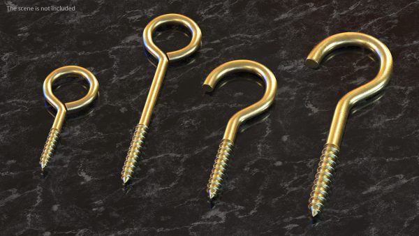 Eye Screw Hooks Set Gold