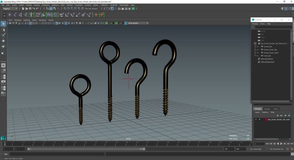 Eye Screw Hooks Set Gold