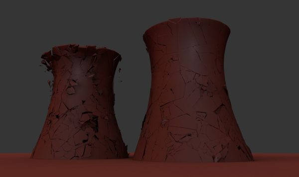 Factory Smoke Towers Demolitions 3D Model Simulations