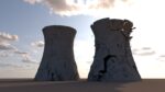 Factory Smoke Towers Demolitions 3D Model Simulations