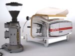 Faema e61 espresso machine and  FP Grinder with a coffee cup