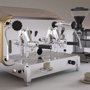 Faema e61 espresso machine and  FP Grinder with a coffee cup