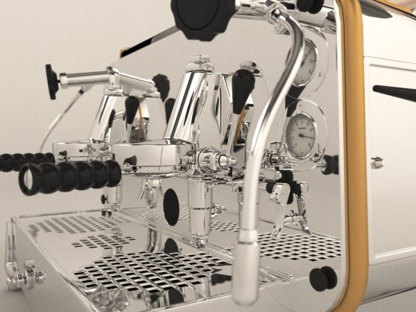 Faema e61 espresso machine and  FP Grinder with a coffee cup