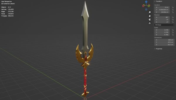 Fantasy blood sword 3D model