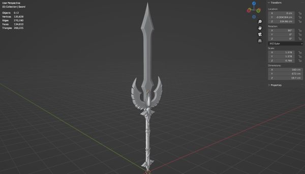 Fantasy blood sword 3D model